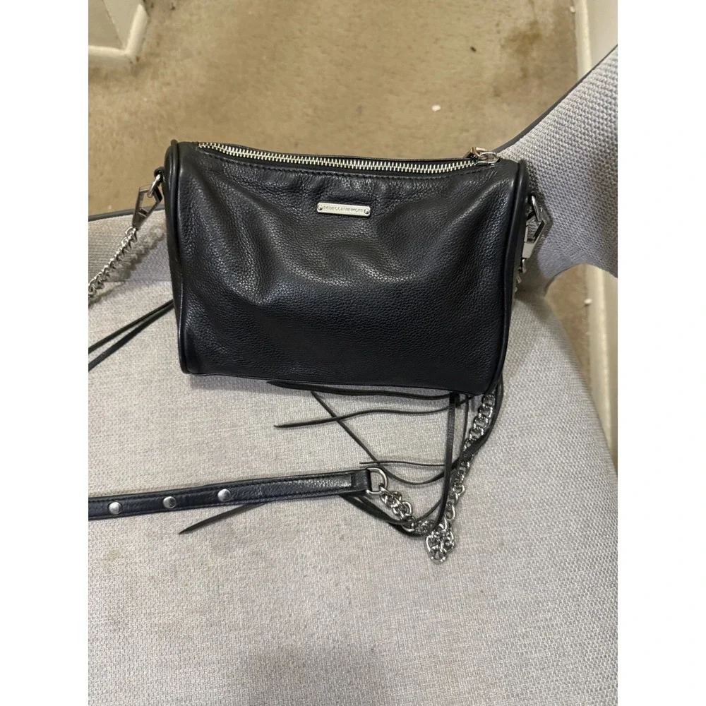 Rebecca Minkoff 5 Zip Black Leather Crossbody Bag RM17-MINI5ZIP
